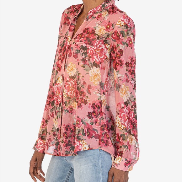 Kut from the Kloth - Jasmine Chiffon Blouse - Milan Coral - Picture 2 of 5